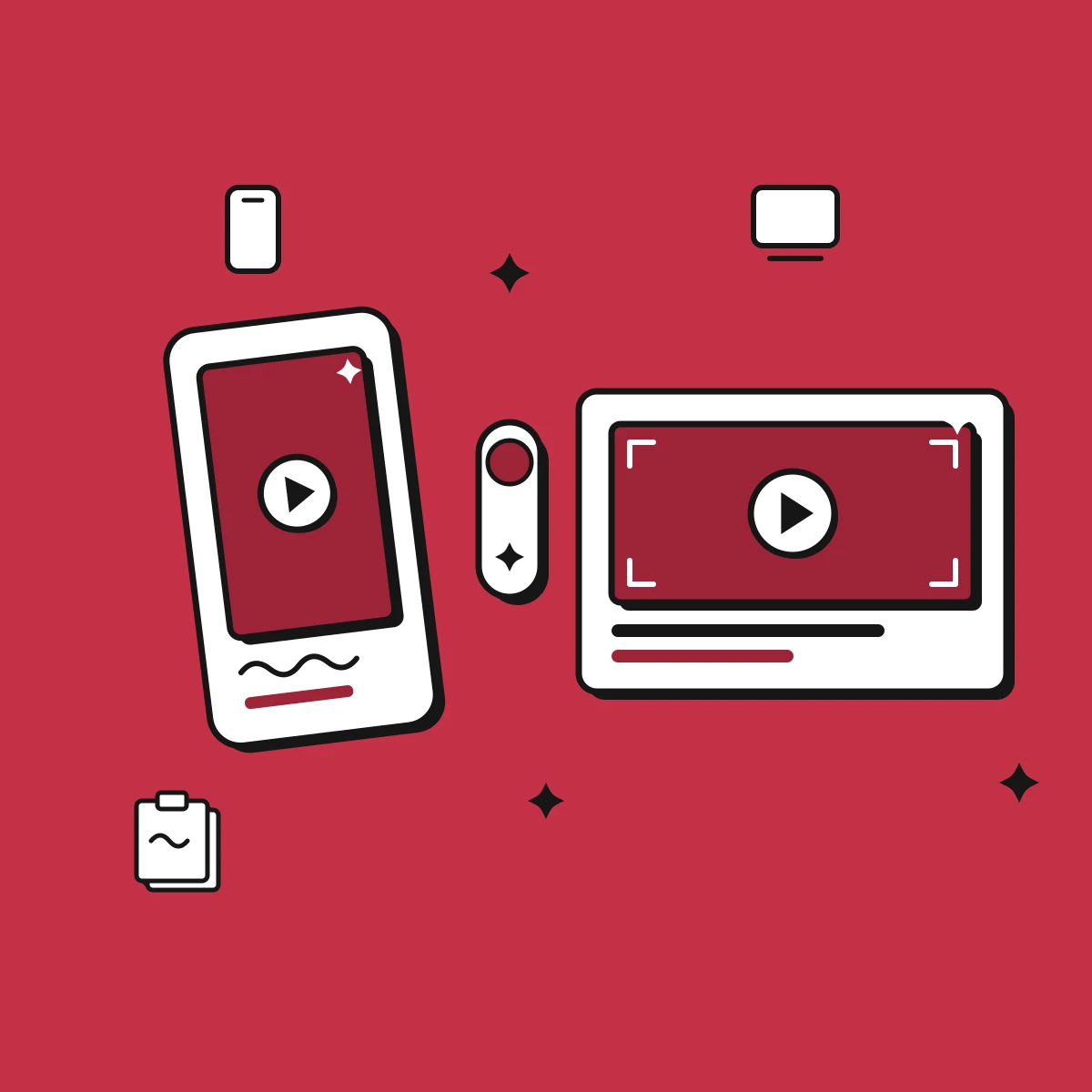 Illustration, die einen rohen, handgehaltenen KI-Clip mit einem polierten Clip in Broadcast-Qualität vergleicht